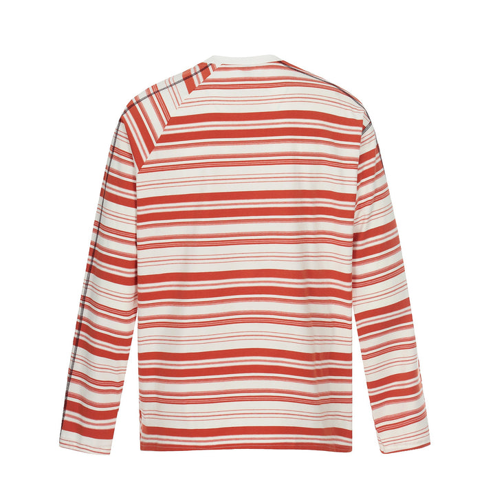 Unisex Gestreiftes Langarmshirt mit kontrastierenden Ziernähten Drune