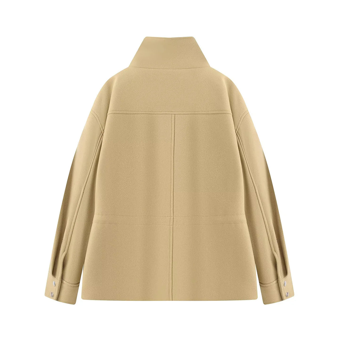 Damen nan taillierende Parka‑Jacke mit hohem Stehkragen, Tunnelzugtaillen und aufgesetzten Pattentaschen Drune