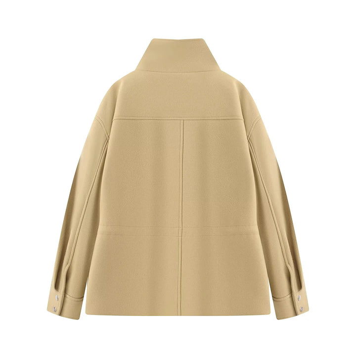 Damen nan taillierende Parka‑Jacke mit hohem Stehkragen, Tunnelzugtaillen und aufgesetzten Pattentaschen Drune