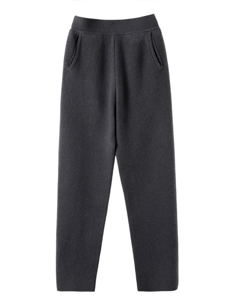 Damen Hochtaillierte Strickhose mit kaschmirähnlicher Haptik und schmal zulaufendem Bein Drune