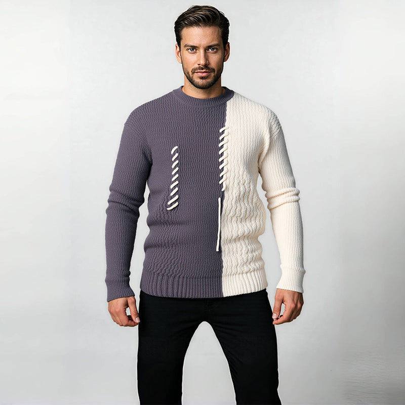 Unisex nan strukturierter Oversize-Strickpullover mit Zopfmuster und dekorativer Steppnaht Drune