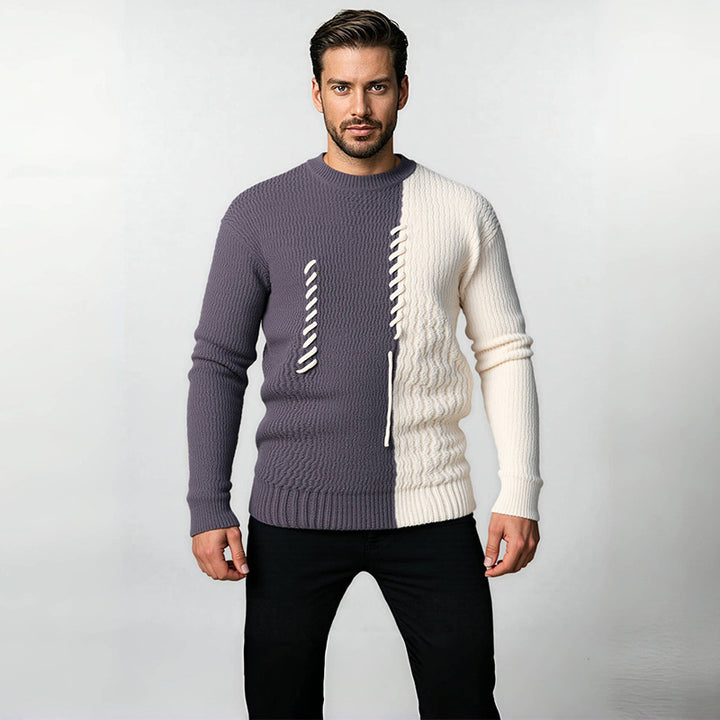 Unisex nan strukturierter Oversize-Strickpullover mit Zopfmuster und dekorativer Steppnaht Drune