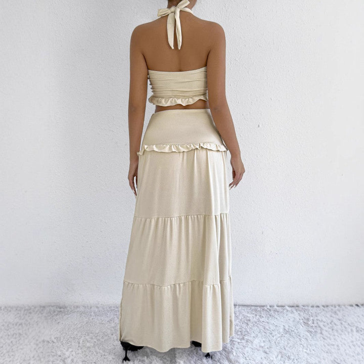 Damen Maxi-Rock mit croptop Design und Rüschendetails Drune