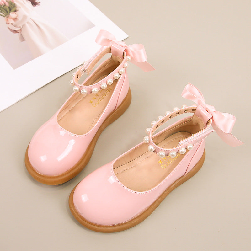 Mädchen Ballerina Schuhe mit Perlen- und Schleifendetail Drune