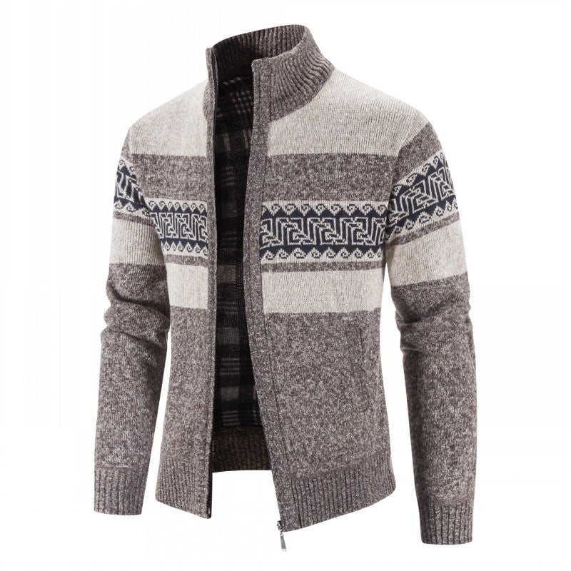 Herren Strickjacke mit hohem Kragen und attraktiven Mustern Drune