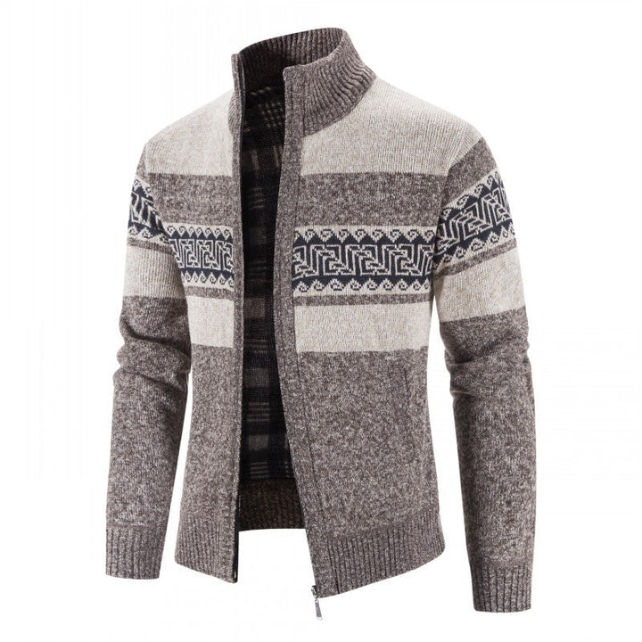 Herren Strickjacke mit hohem Kragen und attraktiven Mustern Drune