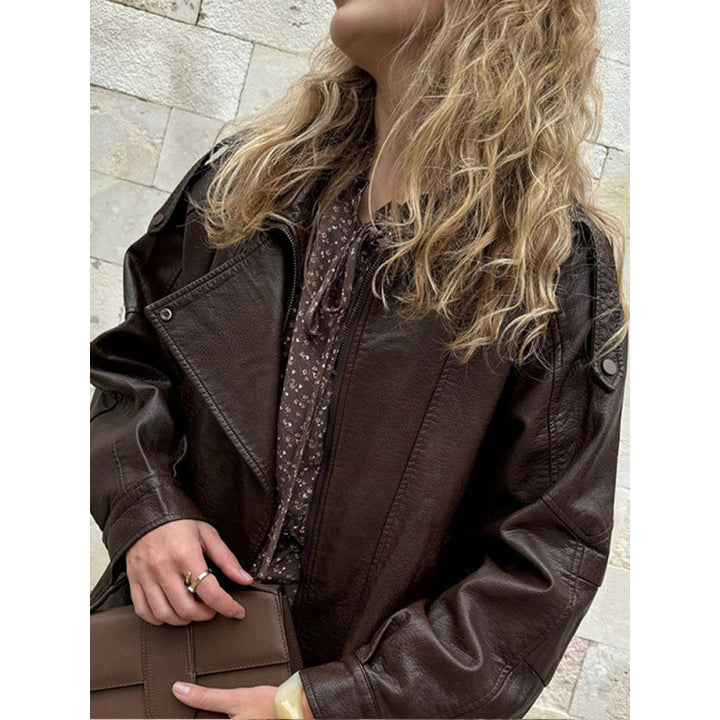Damen Trendige Lederjacke im urbanen Stil Drune