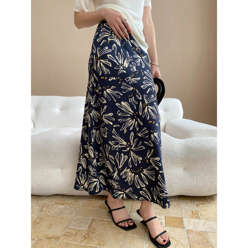 Damen elegantes Maxikleid mit floralem Muster und schwingendem Saum Drune