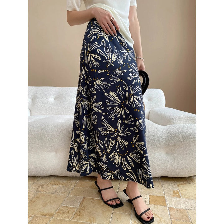 Damen elegantes Maxikleid mit floralem Muster und schwingendem Saum Drune