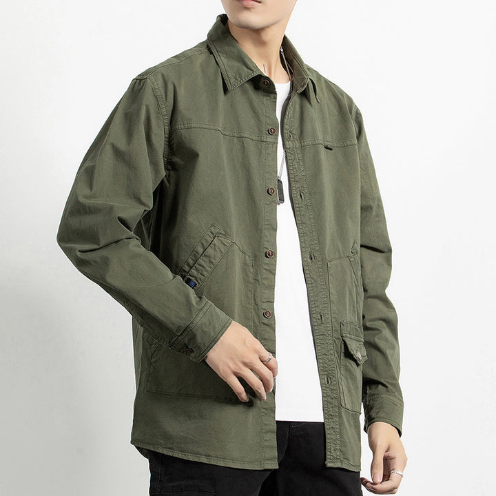 Herren Utility-Hemdjacke aus robustem Baumwoll-Twill mit Mehrfachtaschen Drune