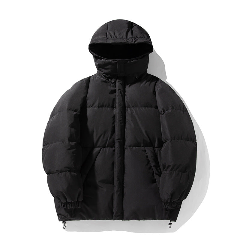 Unisex Daunenoptik-Kapuzenparka mit hohem Kinnschutz, verdecktem Reißverschluss und Tunnelzug Drune