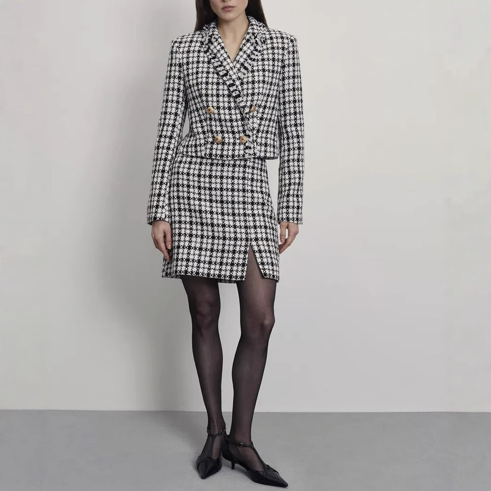 Damen Doppeltfältiger Blazer mit integriertem Rock Drune