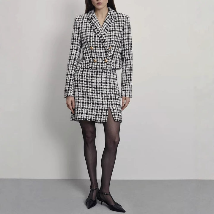 Damen Doppeltfältiger Blazer mit integriertem Rock Drune