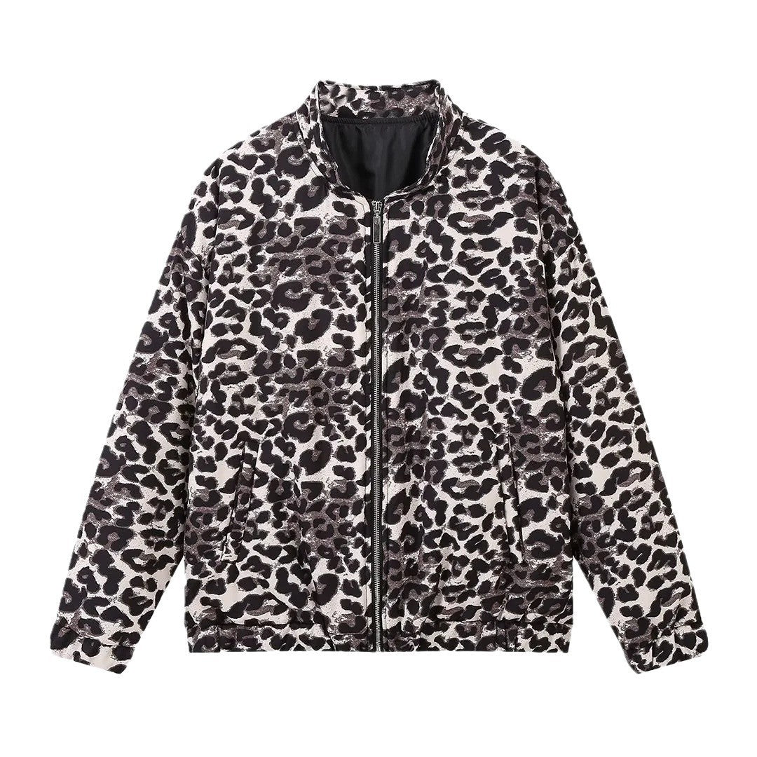 Damen lässige Steppjacke im Leopardenmuster Drune