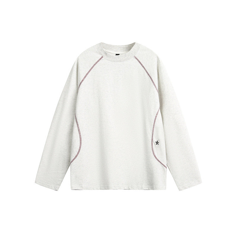 Unisex Relaxed‑Fit Langarmshirt mit Rundhalsausschnitt, kontrastierenden Flatlocknähten und weichem Loopback-Finish Drune