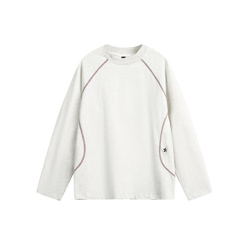 Unisex Relaxed‑Fit Langarmshirt mit Rundhalsausschnitt, kontrastierenden Flatlocknähten und weichem Loopback-Finish Drune
