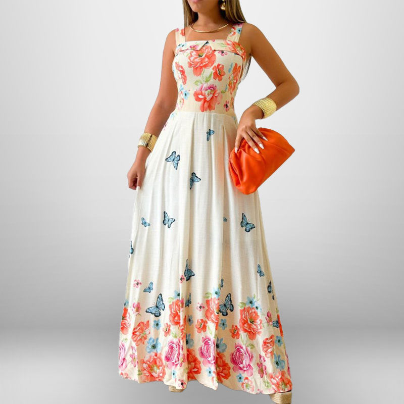 Damen Maxikleid mit floralem Design und verstellbaren Trägern Drune