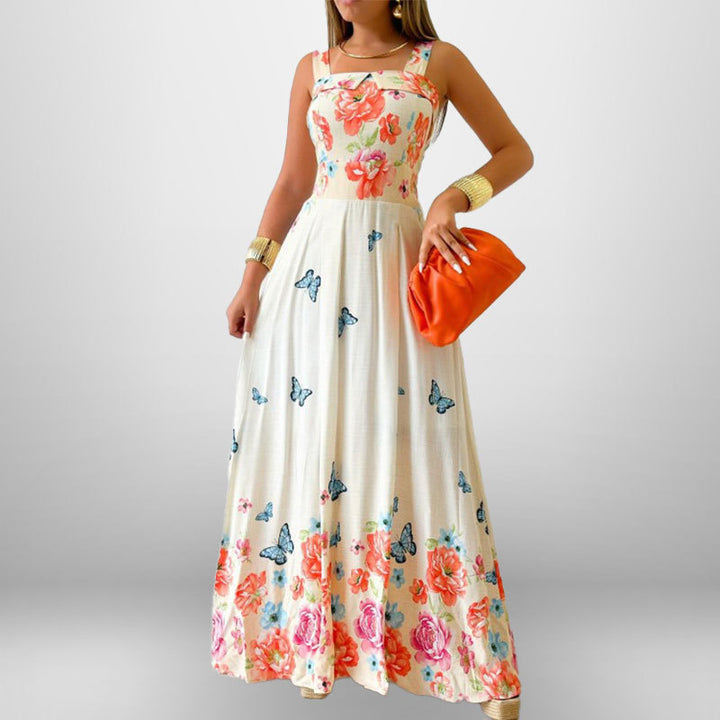 Damen Maxikleid mit floralem Design und verstellbaren Trägern Drune