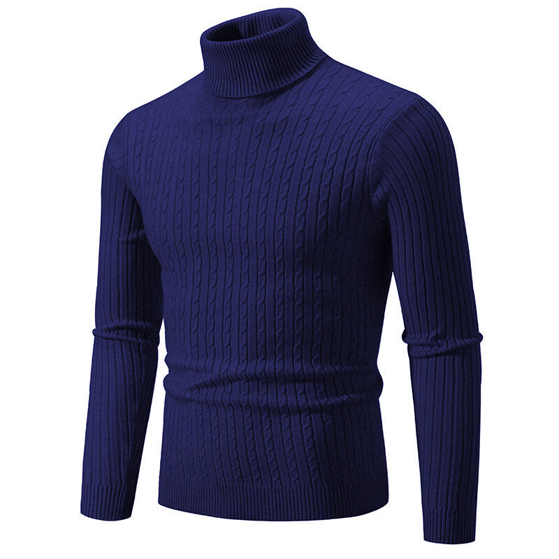 Herren nan Rollkragenpullover mit Zopfstrick und schlanker Passform Drune