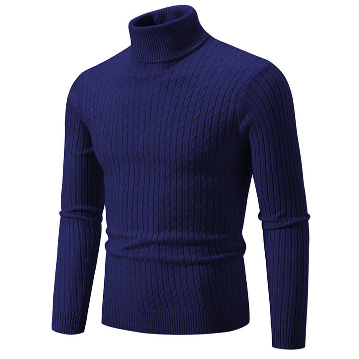 Herren nan Rollkragenpullover mit Zopfstrick und schlanker Passform Drune