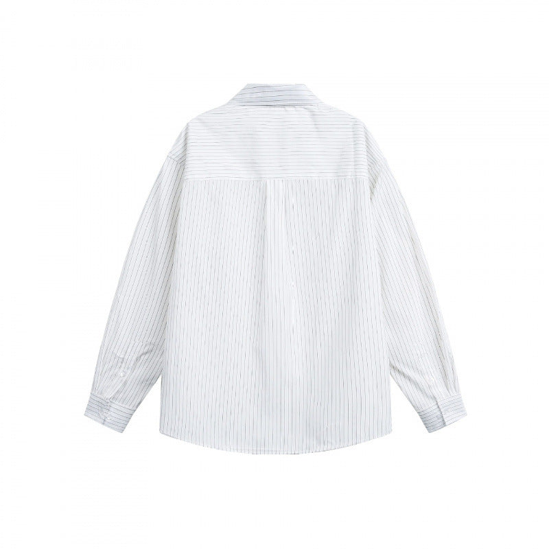 Damen Oversize-Hemd aus Baumwollmix mit feinem Nadelstreifen und Brusttasche Drune