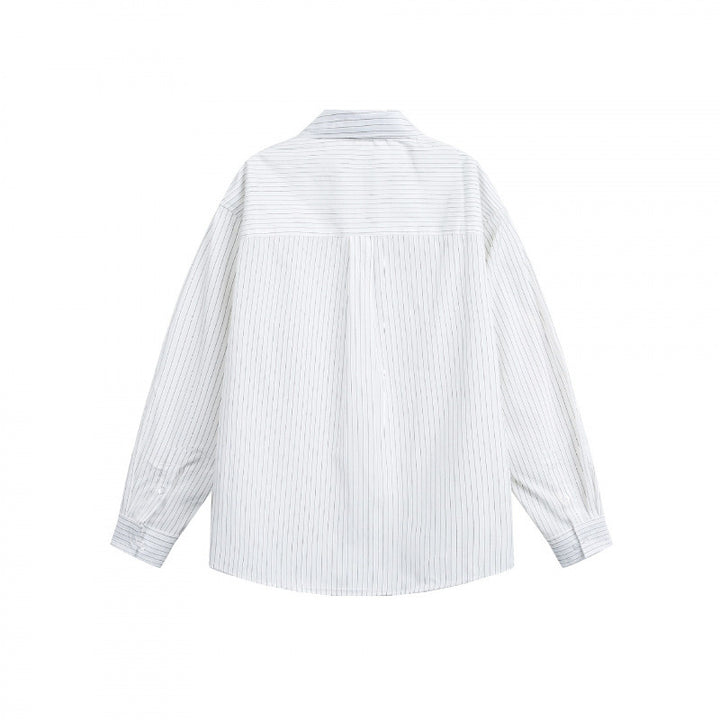 Damen Oversize-Hemd aus Baumwollmix mit feinem Nadelstreifen und Brusttasche Drune