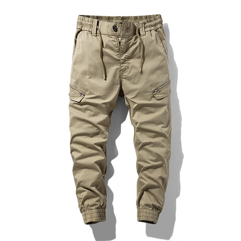 Herren Multifunktionale Cargo-Jogginghose mit Tunnelzugbund, Reißverschluss-Taschen und geripptem Knöchelbündchen Drune