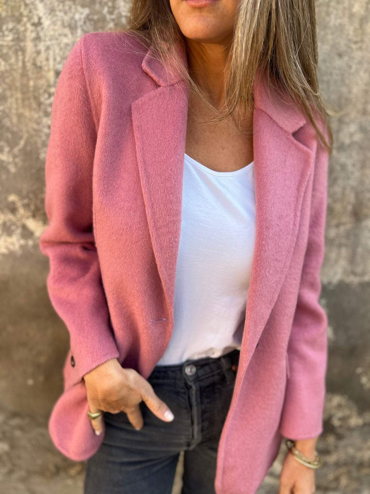 Damen elegante Oversized Blazerjacke mit tiefem Ausschnitt Drune