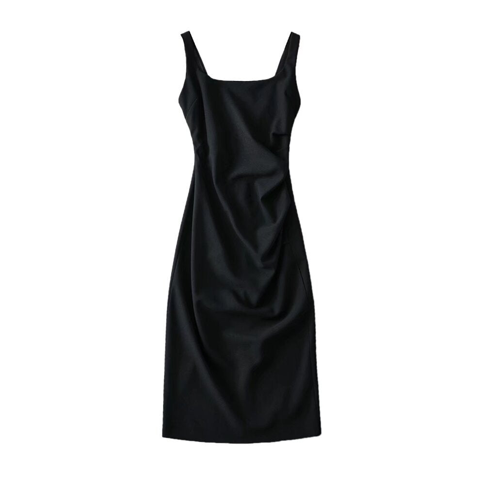 Damen figurbetontes Midi-Kleid mit elegantem Rüschendetail Drune