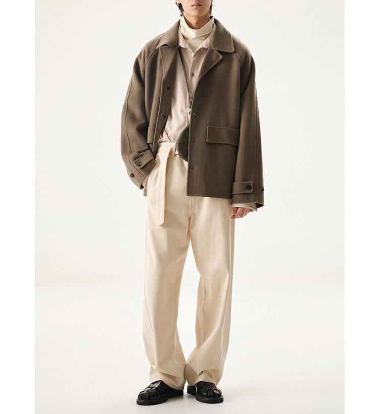 Herren Kurzjacke aus Wollmix im Oversized-Schnitt mit Umschlagkragen Drune