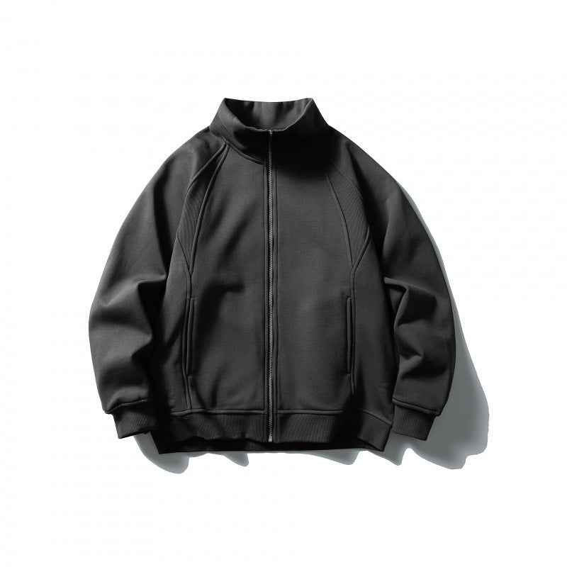 Unisex Boxy-Oversize-Zipjacke mit Stehkragen, Raglanärmeln und Eingrifftaschen Drune