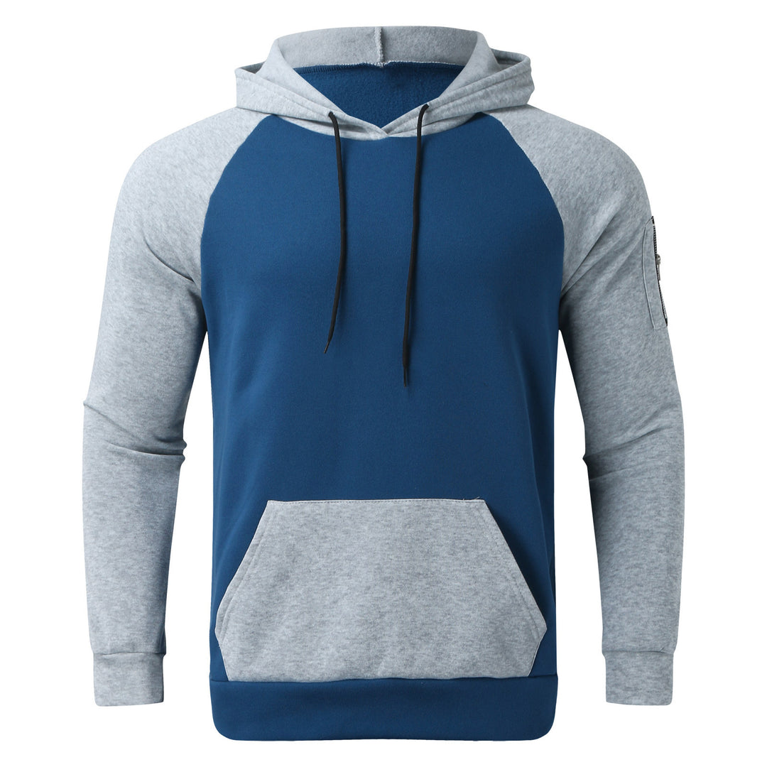 Herren nan Raglan-Kapuzenpullover aus Baumwollmix mit Kängurutasche, Ärmeltasche und Kapuzenkordel Drune