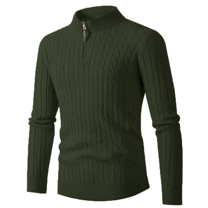 Herren Feiner Zopfstrick‑Halbzip‑Mockneck‑Pullover Drune