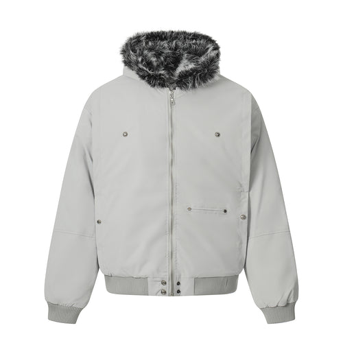 Herren Kurzboxy Bomberjacke im Aviator‑Look mit abnehmbarem Kunstfellkragen Drune