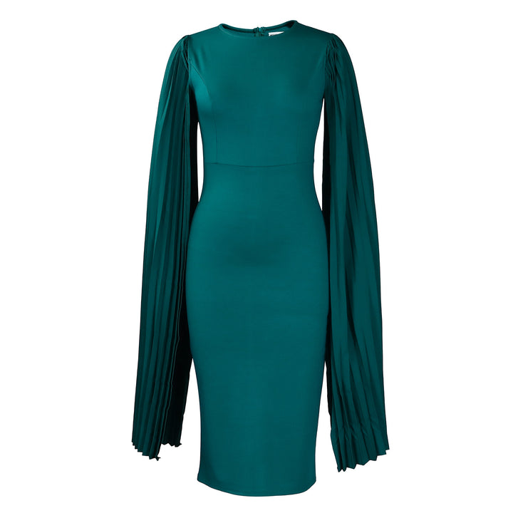 Damen Etui-Kleid mit dramatischen Plisseefaltenärmeln und elegantem Schnitt Drune