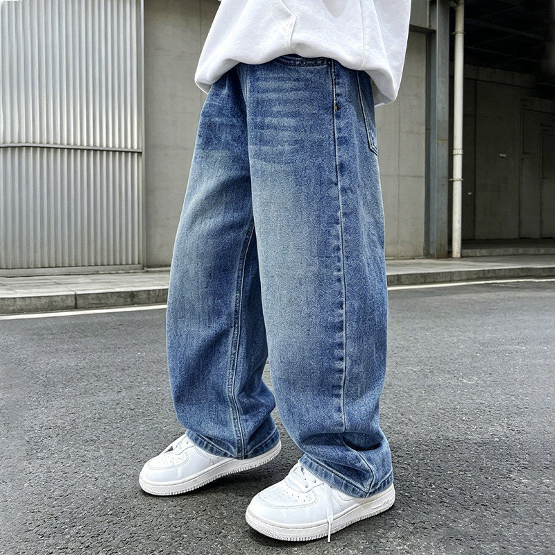 Damen weite Jeanshose mit elastischem Bund und modischem Schnitt Drune