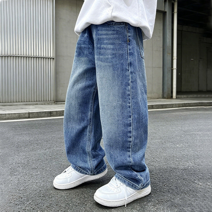 Damen weite Jeanshose mit elastischem Bund und modischem Schnitt Drune