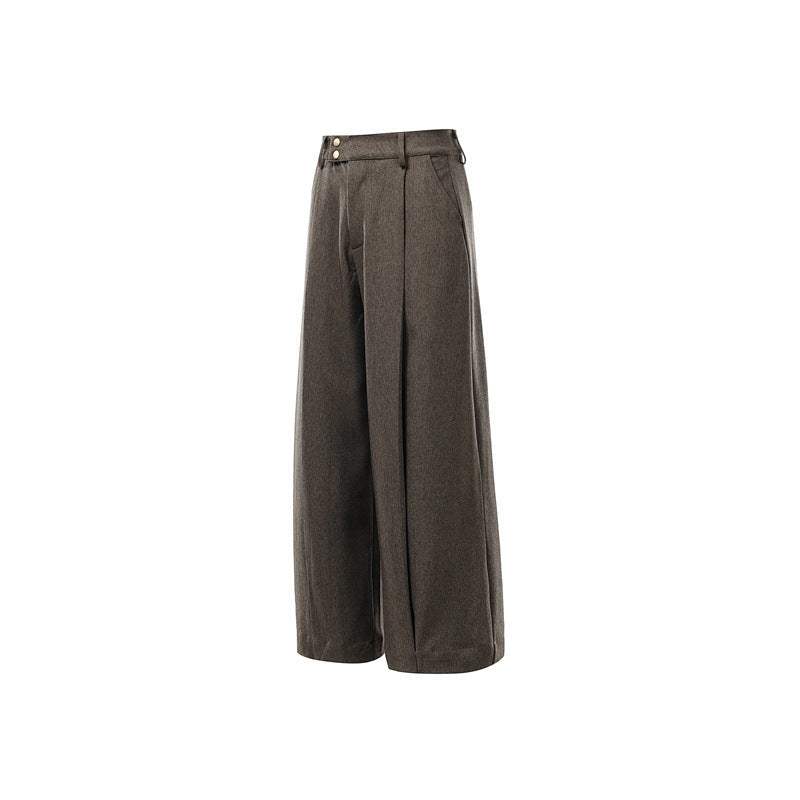 Damen Hochtaillierte Culotte-Hose mit Mittelnaht, Bügelfalte und Doppelknopfbund Drune