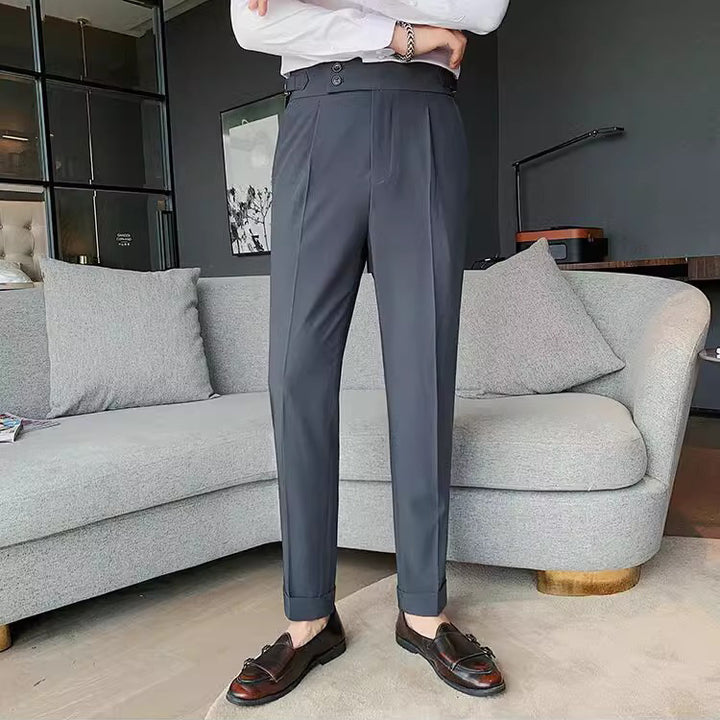 Herren Elegante Anzughose mit hoher Tailierung Drune