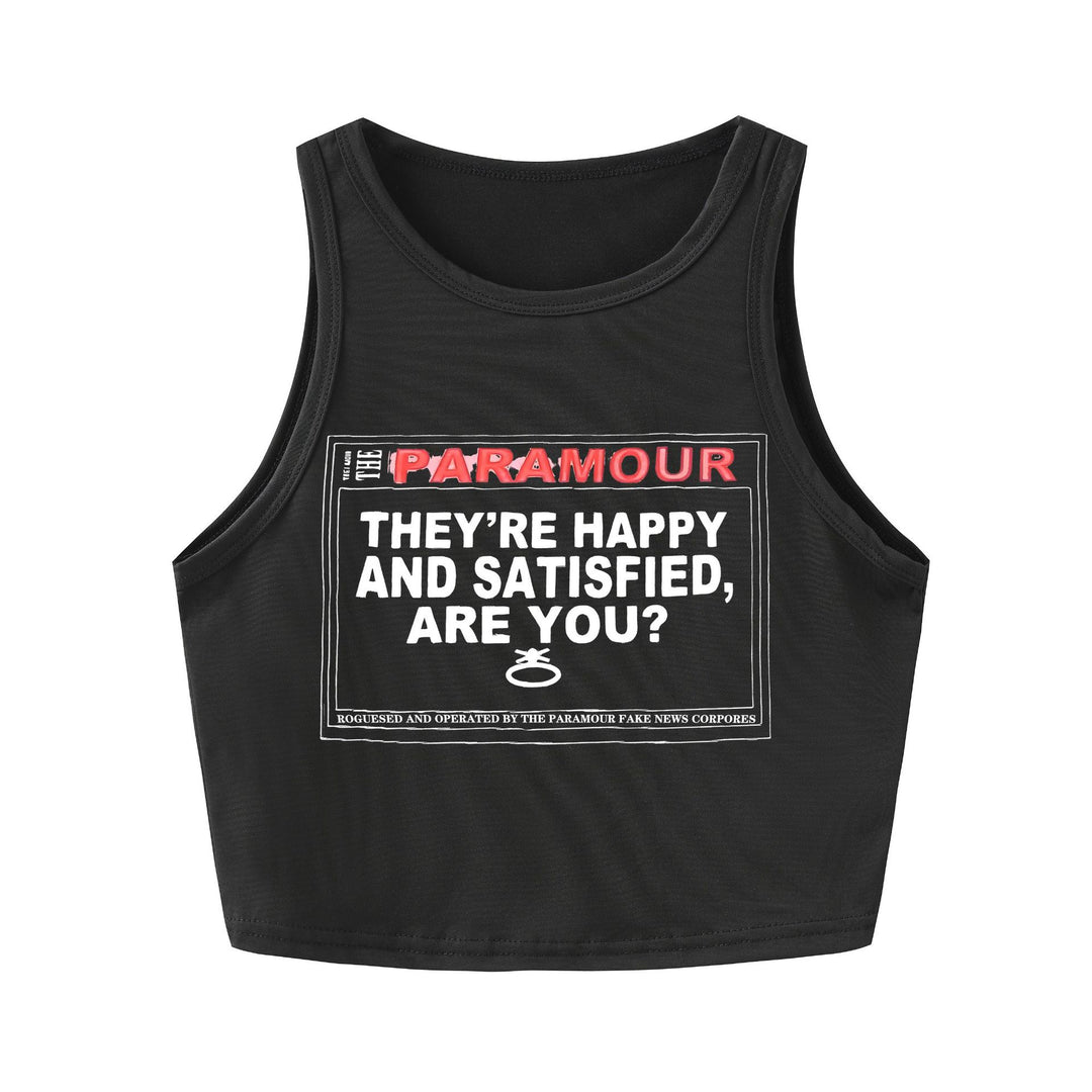 Damen Crop-Top mit kreativem Schriftzug und lässigem Schnitt Drune