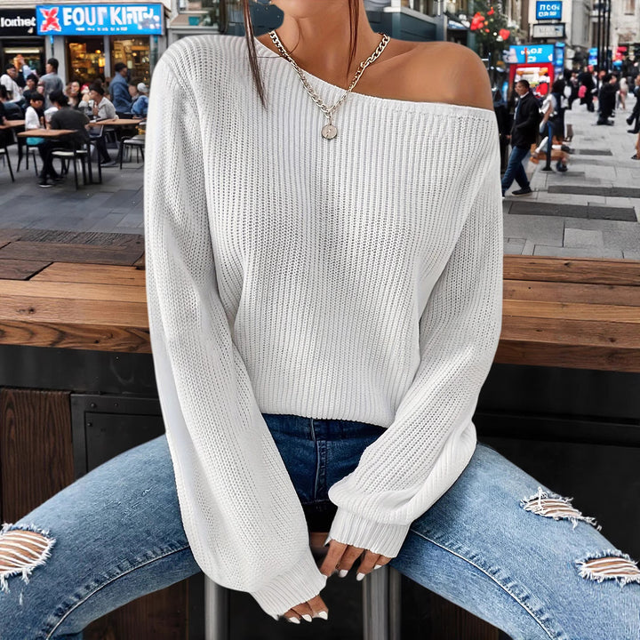 Damen lässiger Pullover mit asymmetrischem Schnitt und überschnittenen Schultern Drune