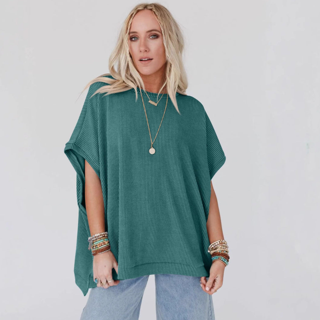 Damen Oversized T-Shirt mit Rippenstruktur Drune