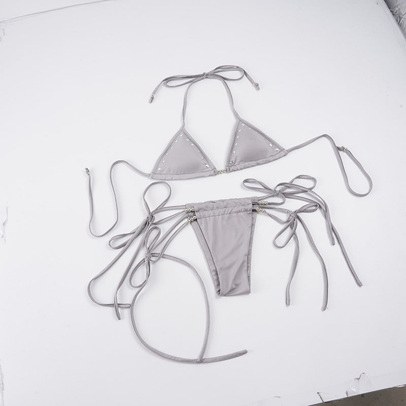 Damen Bikini-Set mit verstellbaren Trägern und eleganten Schmuckdetails Drune
