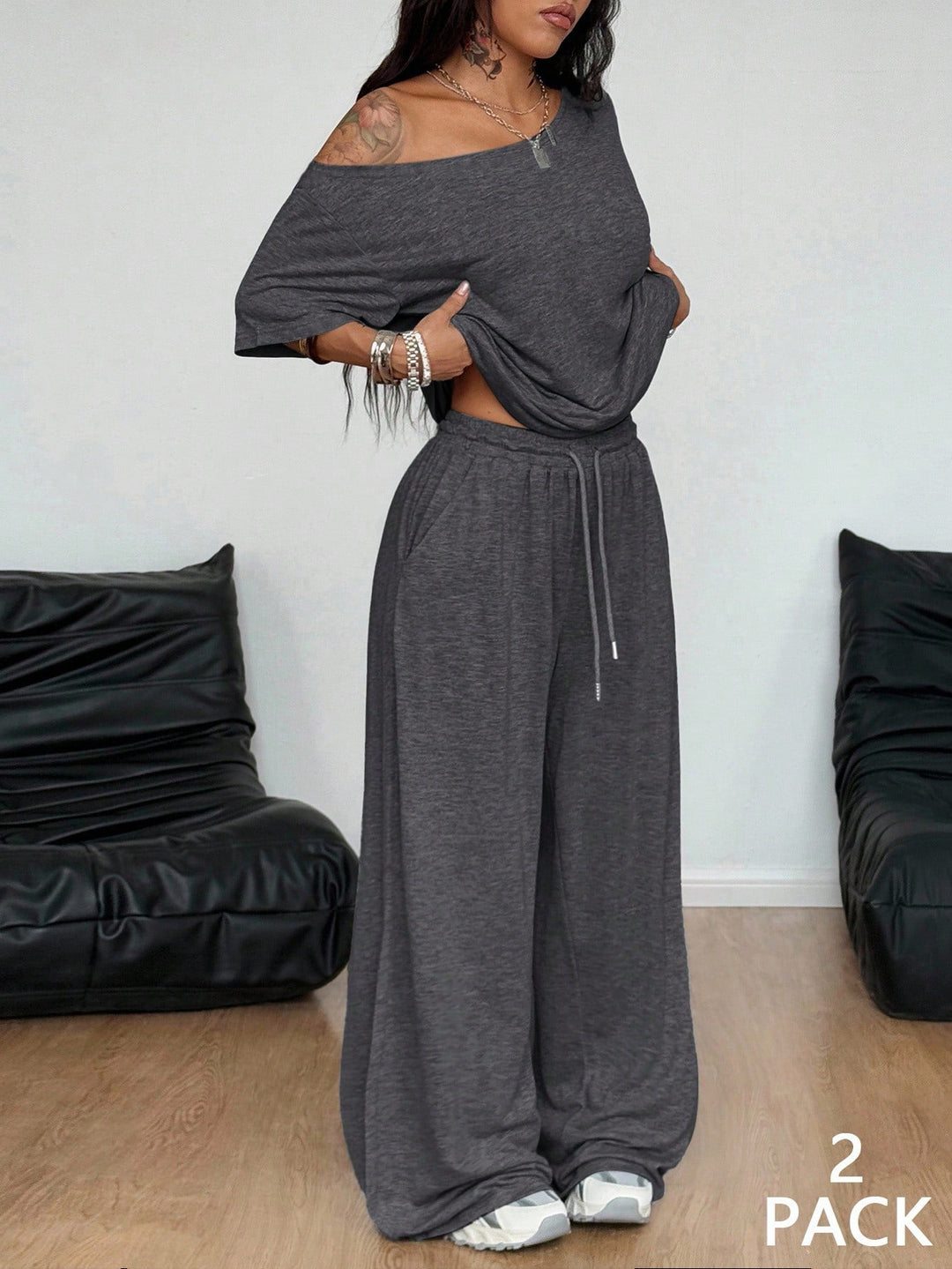 Damen lässiges Oberteil und Jogginghose Set Drune