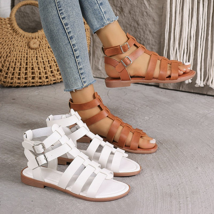 Damen modische Riemchen-Sandalen mit verstellbaren Schnallen und atmungsaktivem Obermaterial Drune