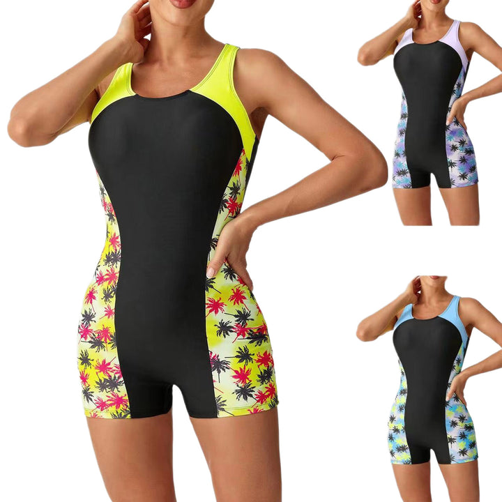 Damen Sportlicher Badeanzug mit lebhaftem Palmen-Design Drune