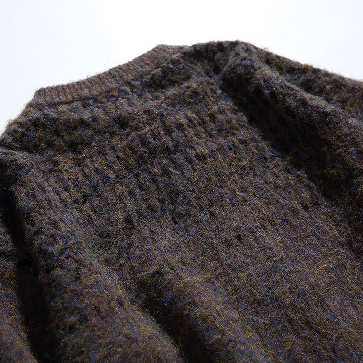 Damen Grobgestrickte Oversize-Cardigan mit Mohair-Optik und Rundhalsausschnitt Drune