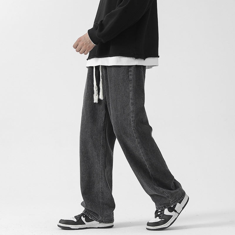 Herren Bequeme und lässige Denim-Hose mit weitem Bein Drune