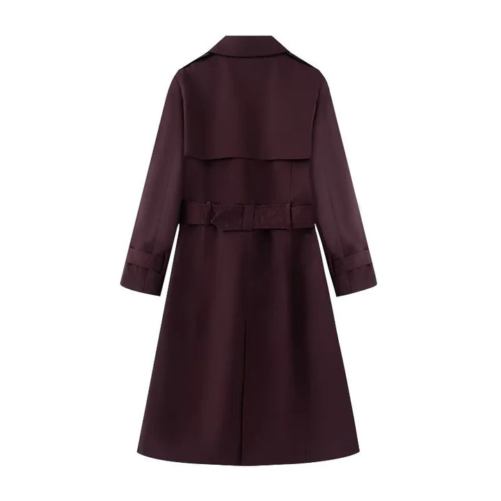 Damen nan taillierter Trenchcoat mit doppelreihiger Knopfleiste, Bindegürtel und Schulterpatten Drune