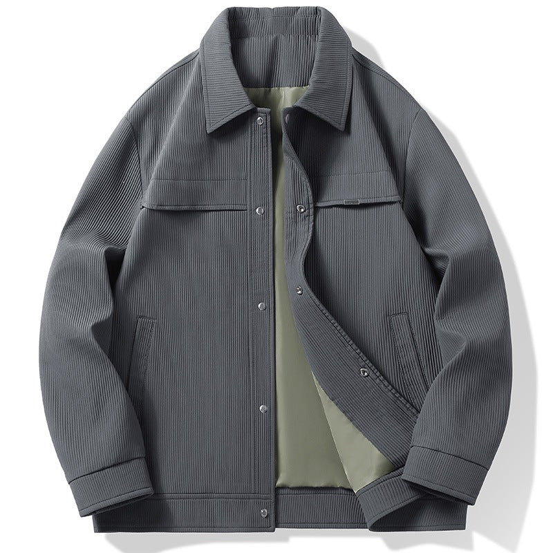 Herren Cord-Überhemdjacke mit Druckknopffront, durchgehendem Futter & Relaxed-Schnitt Drune